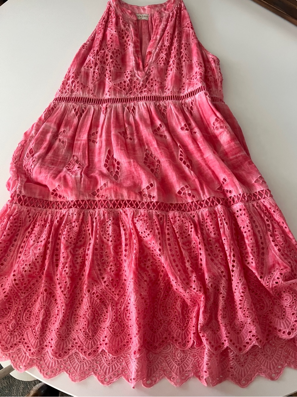 Lula Soul Women’s Pink Eyelet Cotton Sundress